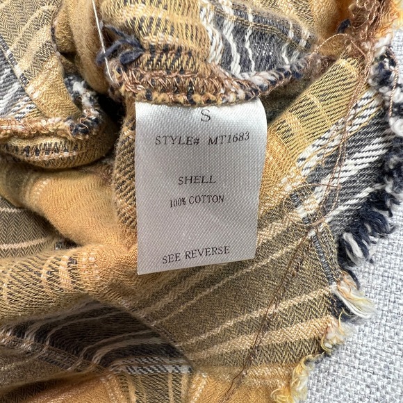 Oli & Hali Distressed Longline Flannel Shirt Women S Yellow Gray Plaid Grunge - Picture 9 of 10